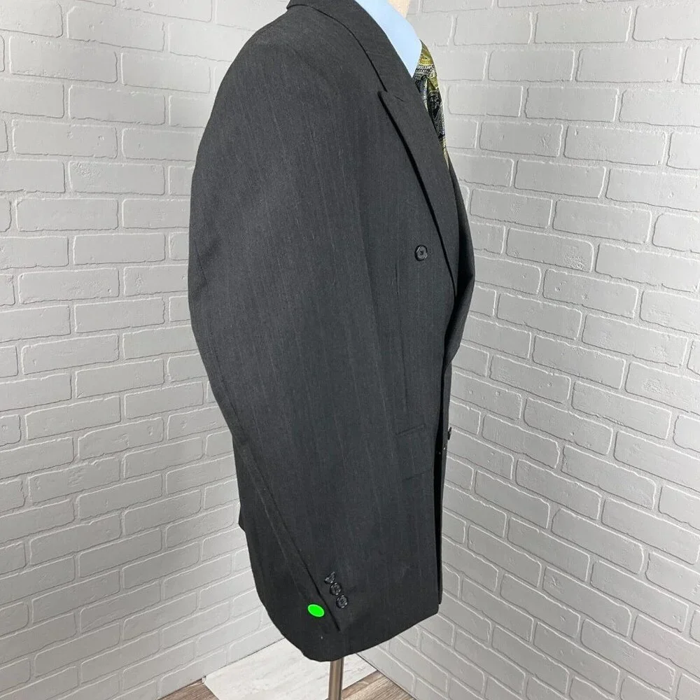 Bert Pulitzer Blazer Men 44R Gray Double Breasted Classic Career Wool VTG‎